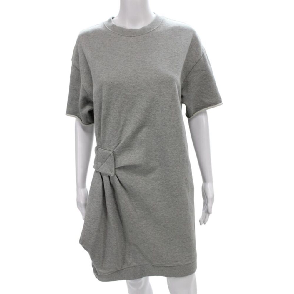 Marc By Marc Jacobs Women T-Shirt Dress Gray Cotton Crew Neck Tie Waist Size XS